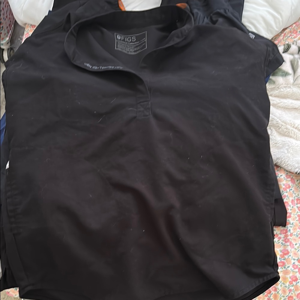 Figs Jet Black Medical Scrub Top